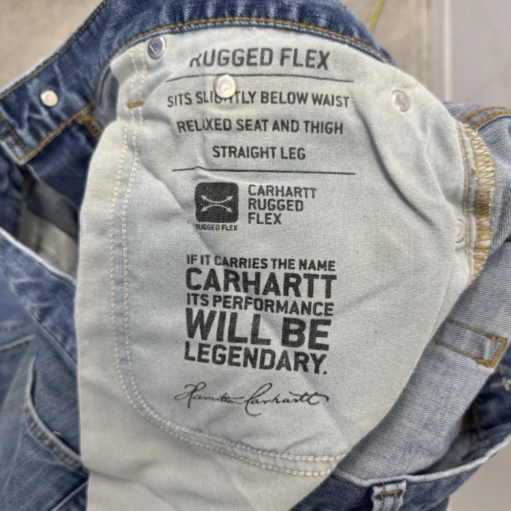 Carhartt 102804-964 Rugged Flex Jeans Mens 36x32 Relaxed Straight Coldwater Blue